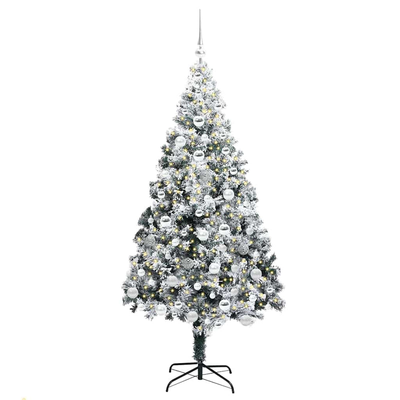 Afbeelding laden in galerijviewer, Vidaxl kunstkerstboom met 300 led wit 180 cm pvc en staal en kunststof
