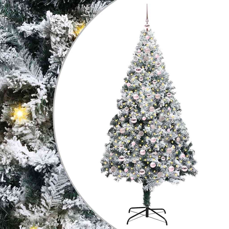Chargez l'image dans la visionneuse de la galerie, Vidaxl kunstkerstboom met 300 led wit 240 cm pvc en staal en kunststof
