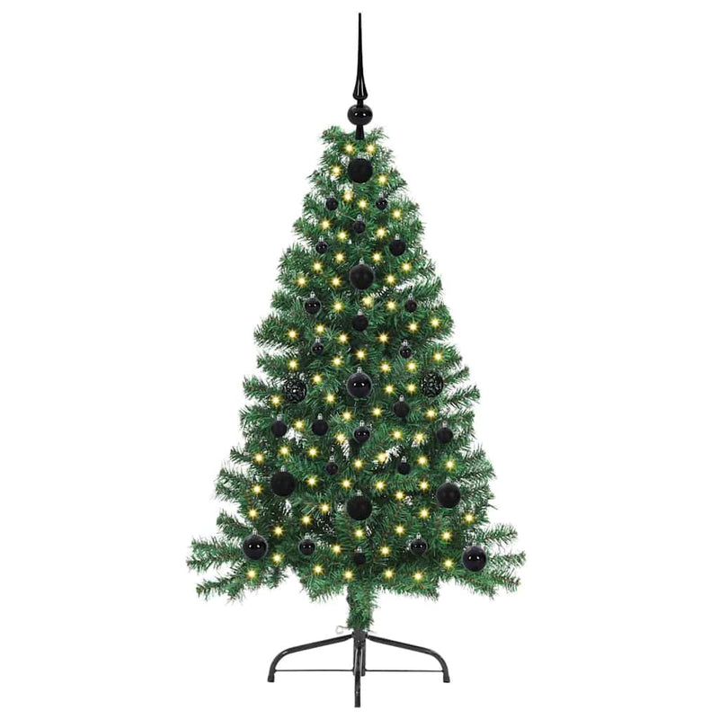 Chargez l'image dans la visionneuse de la galerie, Vidaxl kunstmatig voorverlicht kerstboom met 150 led groen 120 cm pvc
