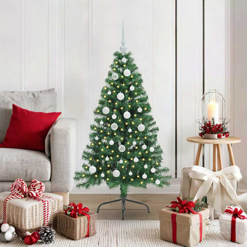 Chargez l'image dans la visionneuse de la galerie, Vidaxl kunstmatig voorverlicht kerstboom met 150 led groen 120 cm pvc
