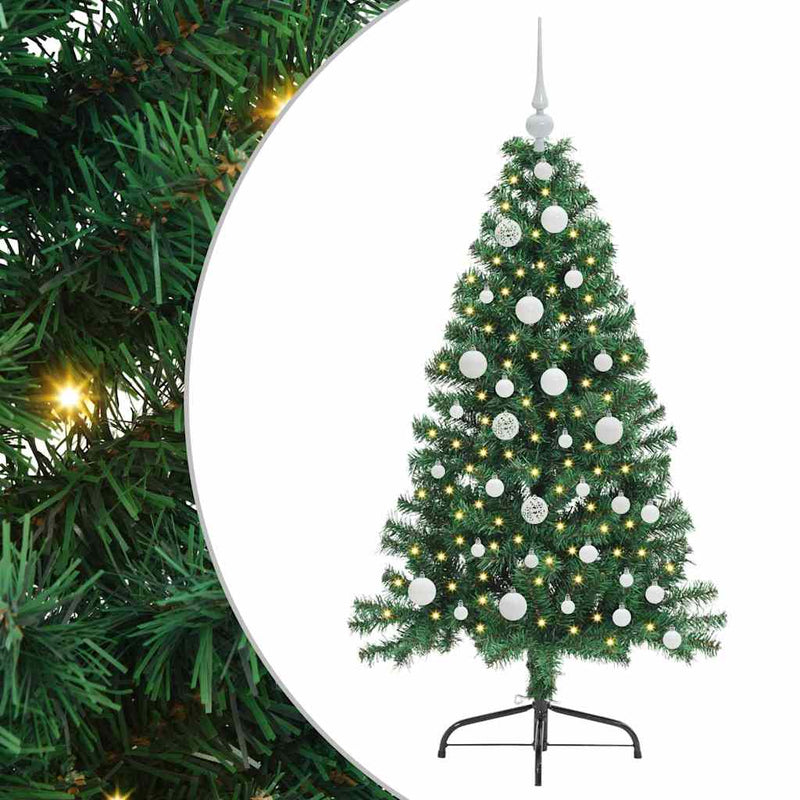 Chargez l'image dans la visionneuse de la galerie, Vidaxl kunstmatig voorverlicht kerstboom met 150 led groen 120 cm pvc
