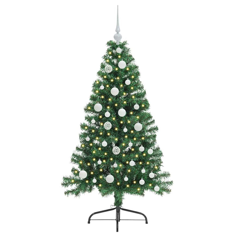 Chargez l'image dans la visionneuse de la galerie, Vidaxl kunstmatig voorverlicht kerstboom met 150 led groen 120 cm pvc
