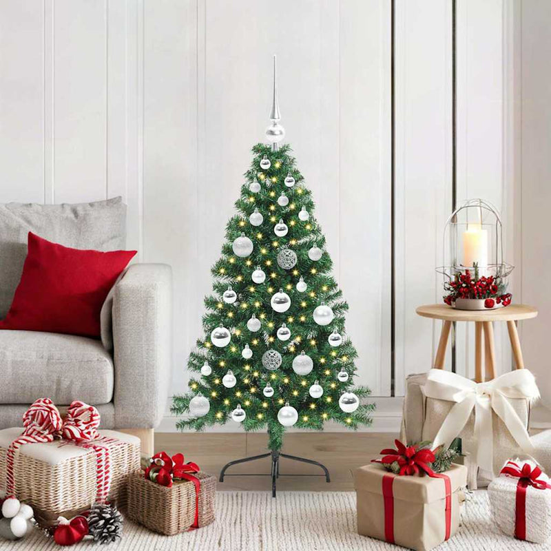 Chargez l'image dans la visionneuse de la galerie, Vidaxl kunstmatig voorverlicht kerstboom met 150 led groen 120 cm pvc
