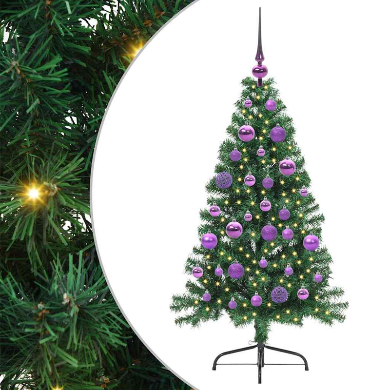 Chargez l'image dans la visionneuse de la galerie, Vidaxl kunstmatig voorverlicht kerstboom met 150 led groen 120 cm pvc
