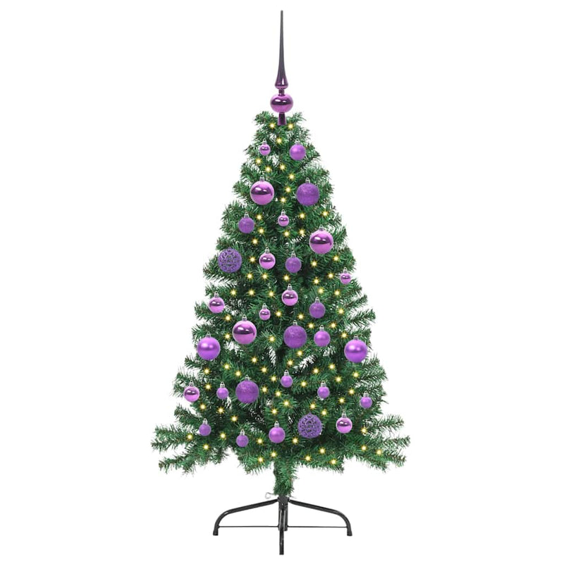Chargez l'image dans la visionneuse de la galerie, Vidaxl kunstmatig voorverlicht kerstboom met 150 led groen 120 cm pvc
