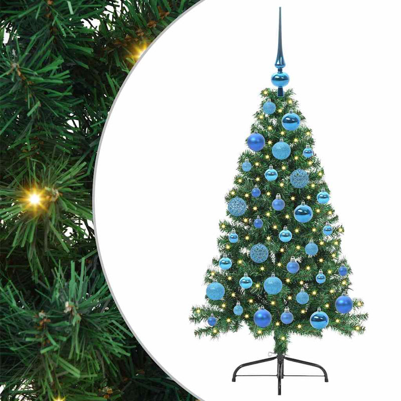 Chargez l'image dans la visionneuse de la galerie, Vidaxl kunstmatig voorverlicht kerstboom met 150 led groen 120 cm pvc
