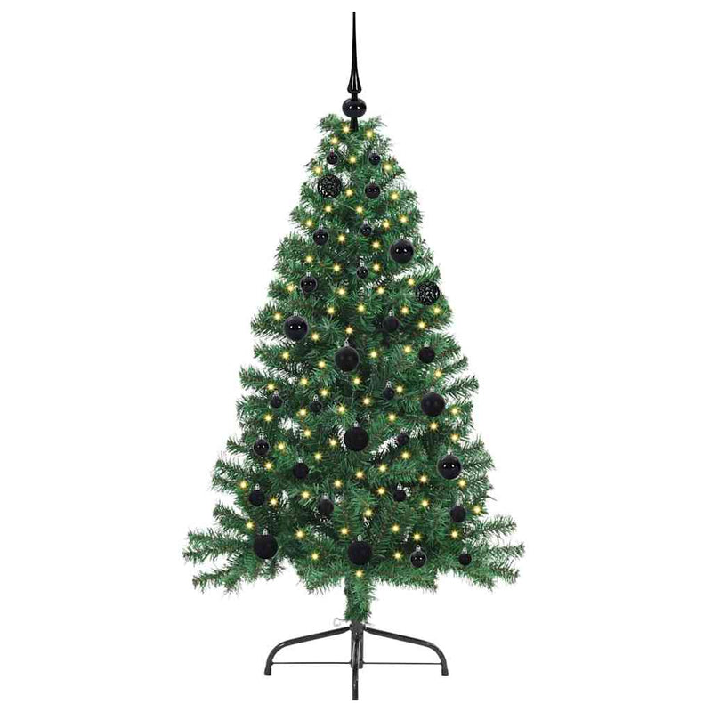 Afbeelding laden in galerijviewer, Vidaxl kunstmatig voorverlicht kerstboom met 150 led groen 150 cm pvc
