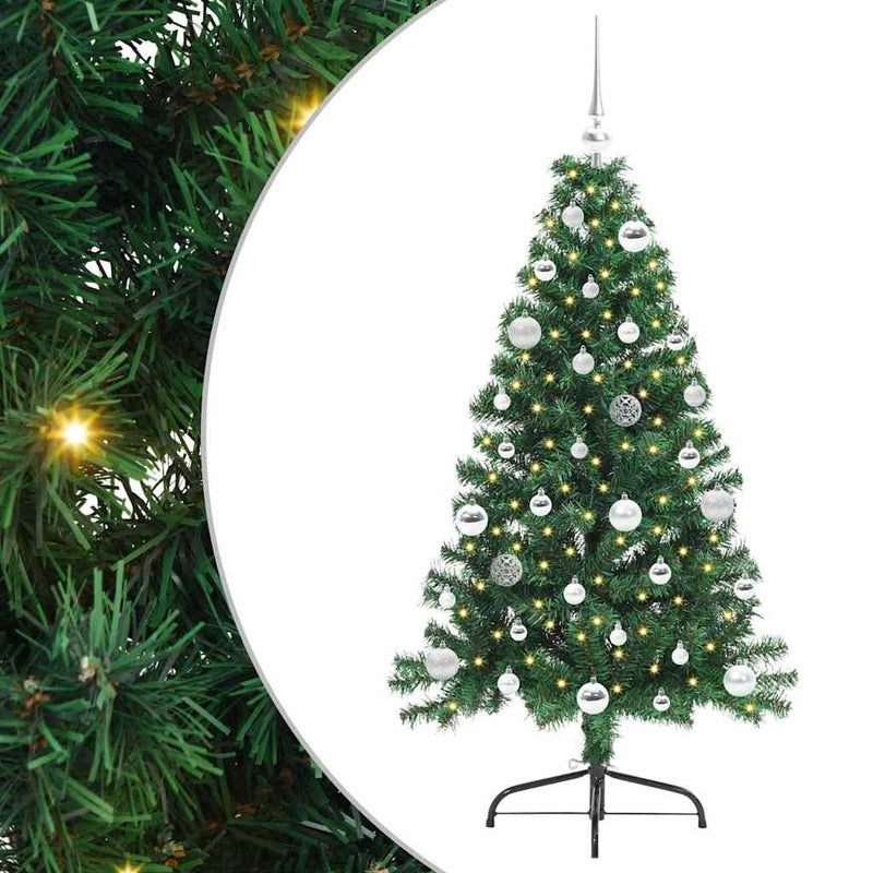 ギャラリービューアに画像をロードする, Vidaxl kunstmatig voorverlicht kerstboom met 150 led groen 150 cm pvc
