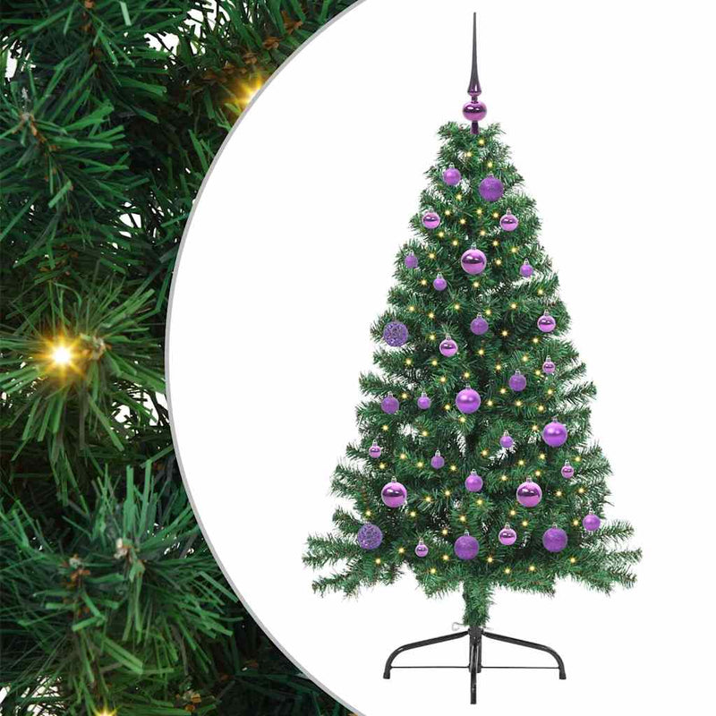 ギャラリービューアに画像をロードする, Vidaxl kunstmatig voorverlicht kerstboom met 150 led groen 150 cm pvc
