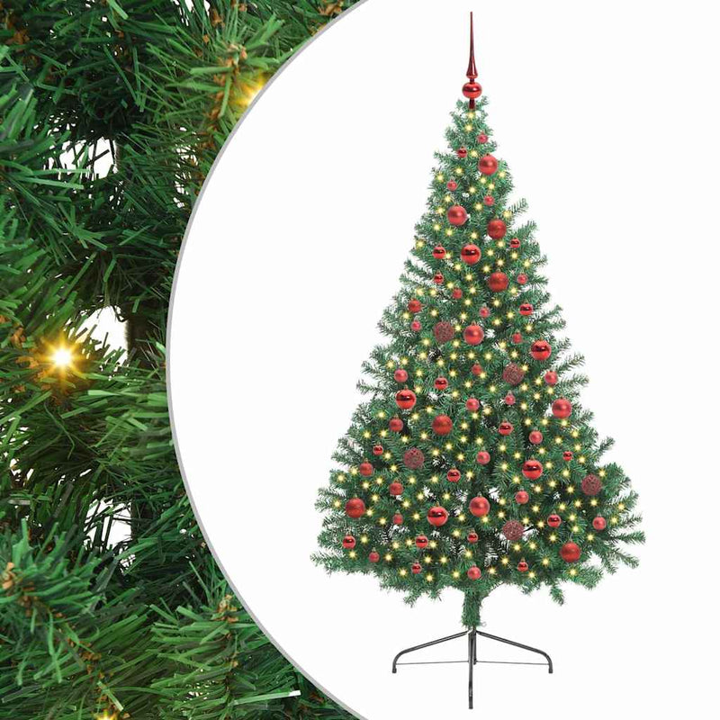 Chargez l'image dans la visionneuse de la galerie, Vidaxl kunstmatig voorverlicht kerstboom met 300 led groen 180 cm pvc
