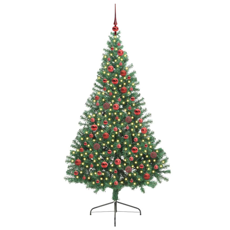 Chargez l'image dans la visionneuse de la galerie, Vidaxl kunstmatig voorverlicht kerstboom met 300 led groen 180 cm pvc
