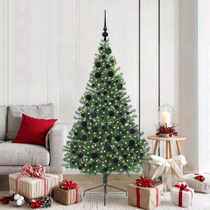 ギャラリービューアに画像をロードする, Vidaxl kunstmatig voorverlicht kerstboom met 300 led groen 180 cm pvc
