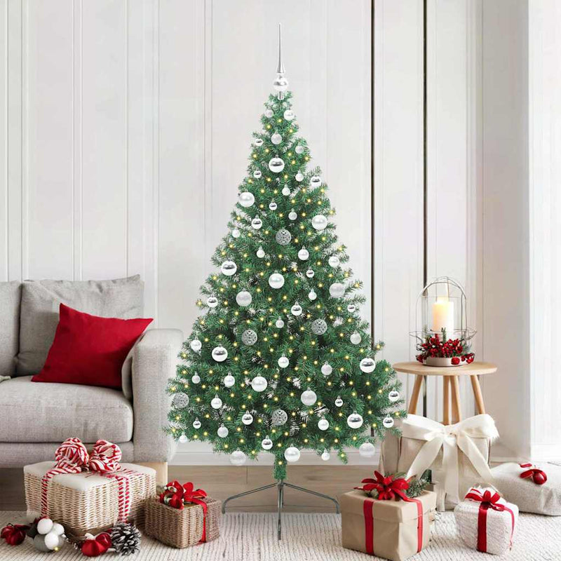 Chargez l'image dans la visionneuse de la galerie, Vidaxl kunstmatig voorverlicht kerstboom met 300 led groen 180 cm pvc
