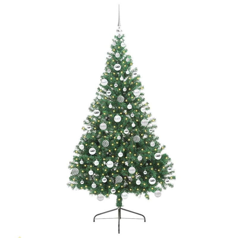 Chargez l'image dans la visionneuse de la galerie, Vidaxl kunstmatig voorverlicht kerstboom met 300 led groen 180 cm pvc
