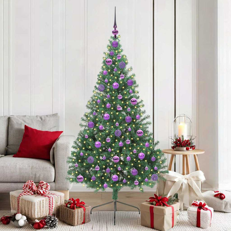 Chargez l'image dans la visionneuse de la galerie, Vidaxl kunstmatig voorverlicht kerstboom met 300 led groen 180 cm pvc
