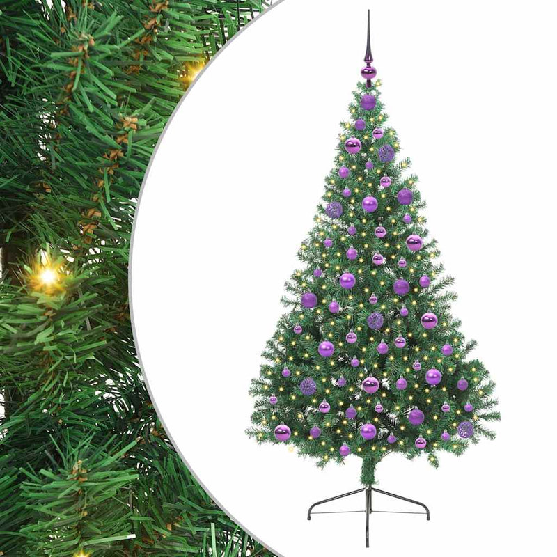 Chargez l'image dans la visionneuse de la galerie, Vidaxl kunstmatig voorverlicht kerstboom met 300 led groen 180 cm pvc
