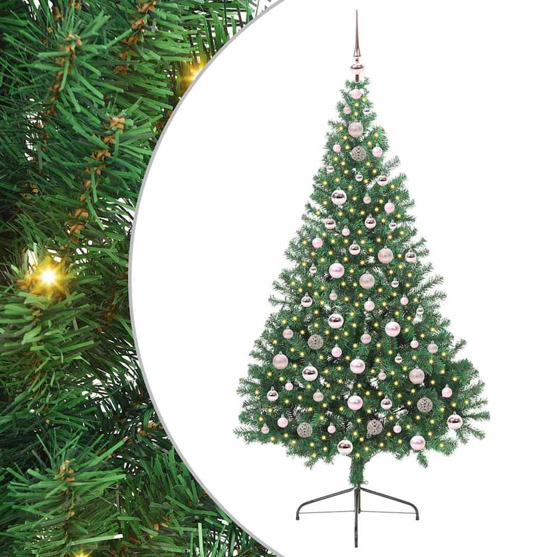 ギャラリービューアに画像をロードする, Vidaxl kunstmatig voorverlicht kerstboom met 300 led groen 210 cm pvc
