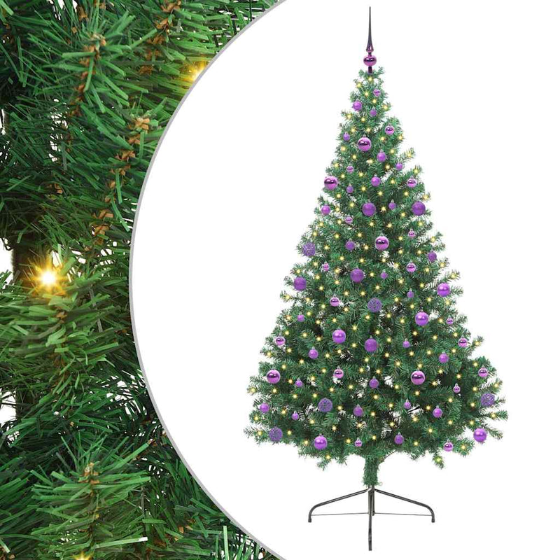 Afbeelding laden in galerijviewer, Vidaxl kunstmatig voorverlicht kerstboom met 300 led groen 210 cm pvc
