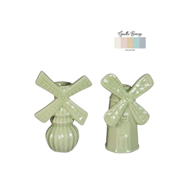 Ideas 4 seasons vaas windmill 10,5x6,5xh15,5cm 2 ass linde groen