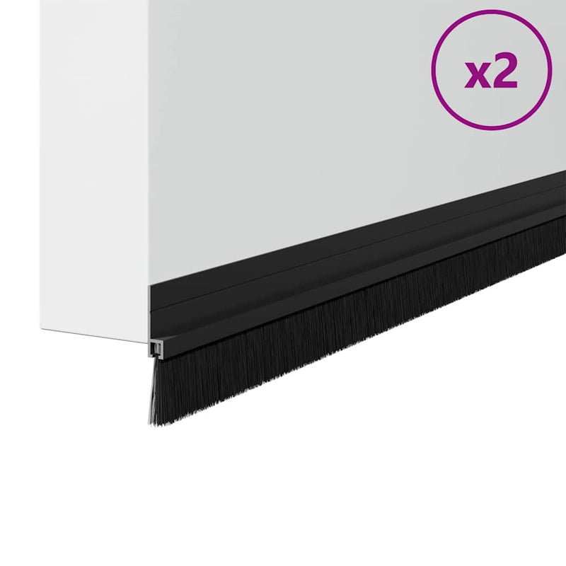 Afbeelding laden in galerijviewer, Vidaxl zelfklevende deurborstels 2 pcs zwart 100 cm aluminium legering
