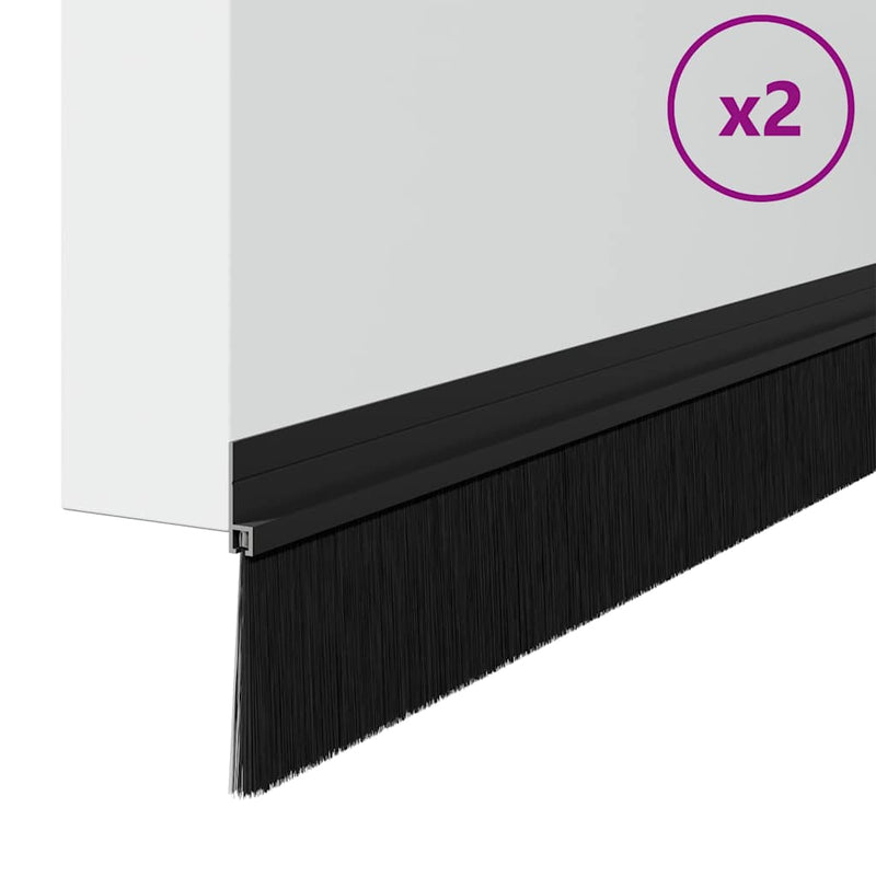 Afbeelding laden in galerijviewer, Vidaxl zelfklevende deurborstels 2 pcs zwart 100 cm aluminium legering
