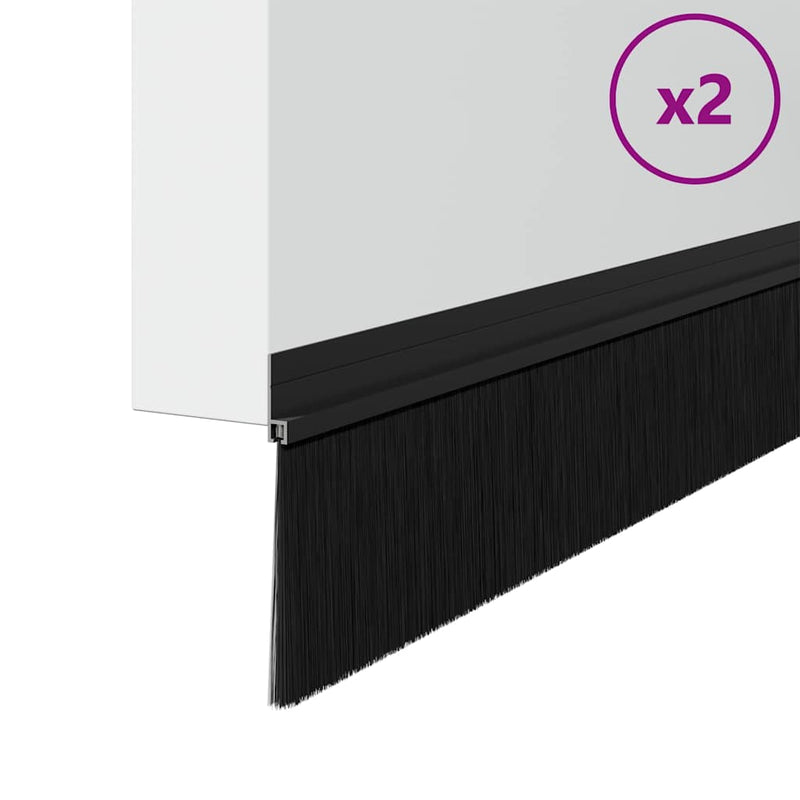 Afbeelding laden in galerijviewer, Vidaxl zelfklevende deurborstels 2 pcs zwart 100 cm aluminium legering
