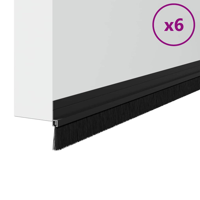 Afbeelding laden in galerijviewer, Vidaxl zelfklevende deurborstels 6 pcs zwart 100 cm aluminium legering
