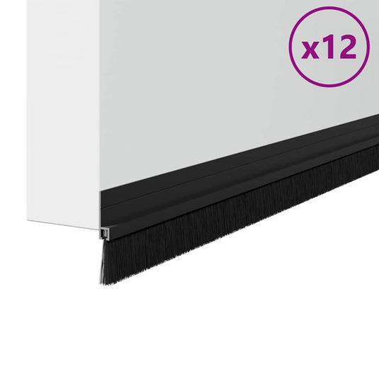 Vidaxl zelfklevende deurborstels 12 pcs zwart 100 cm