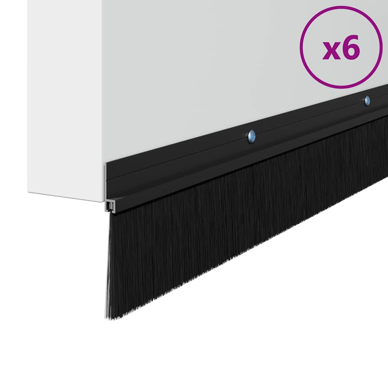 Afbeelding laden in galerijviewer, Vidaxl schroefbare deurborstelafsluitingen 6 pcs zwart 100 cm
