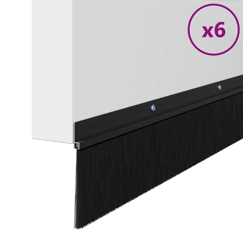 Afbeelding laden in galerijviewer, Vidaxl schroefbare deurborstelafsluitingen 6 pcs zwart 100 cm
