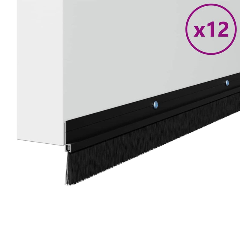 Afbeelding laden in galerijviewer, Vidaxl schroefbare deurborstelafsluitingen 12 pcs zwart 100 cm
