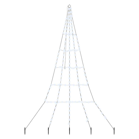 Vidaxl led kerstboom met grondspiesjes koudwit 306 cm metaal
