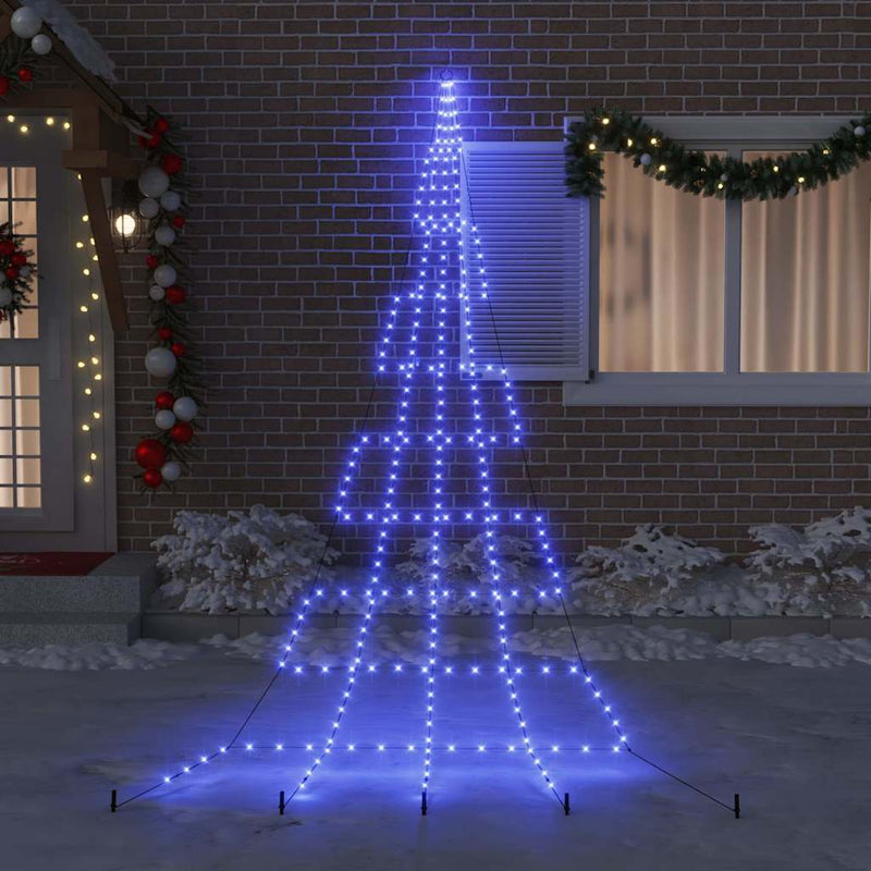 Afbeelding laden in galerijviewer, Vidaxl led kerstboom met grondspiesjes met 276 led blauw 511 cm metaal
