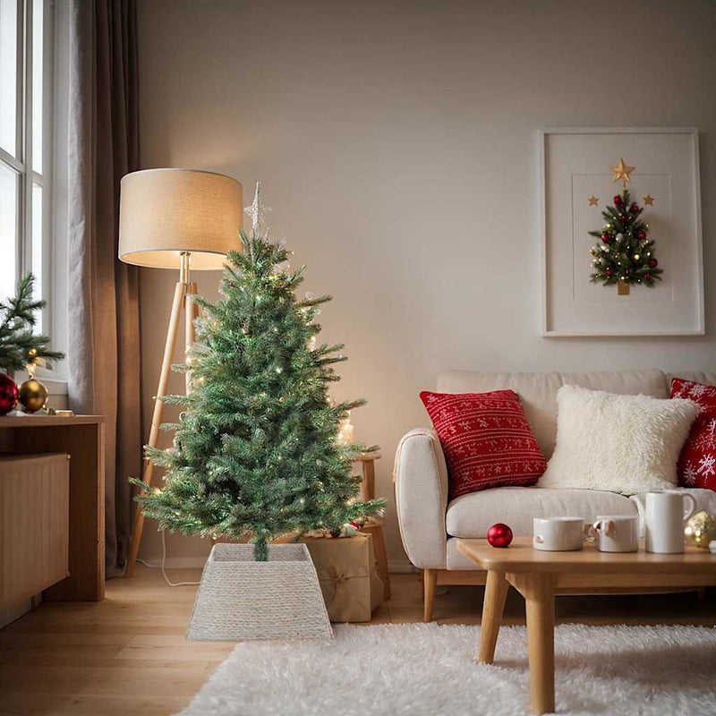 ギャラリービューアに画像をロードする, Vidaxl kerstboomkraag wit 60 x 60 x 28 cm waterhyacint
