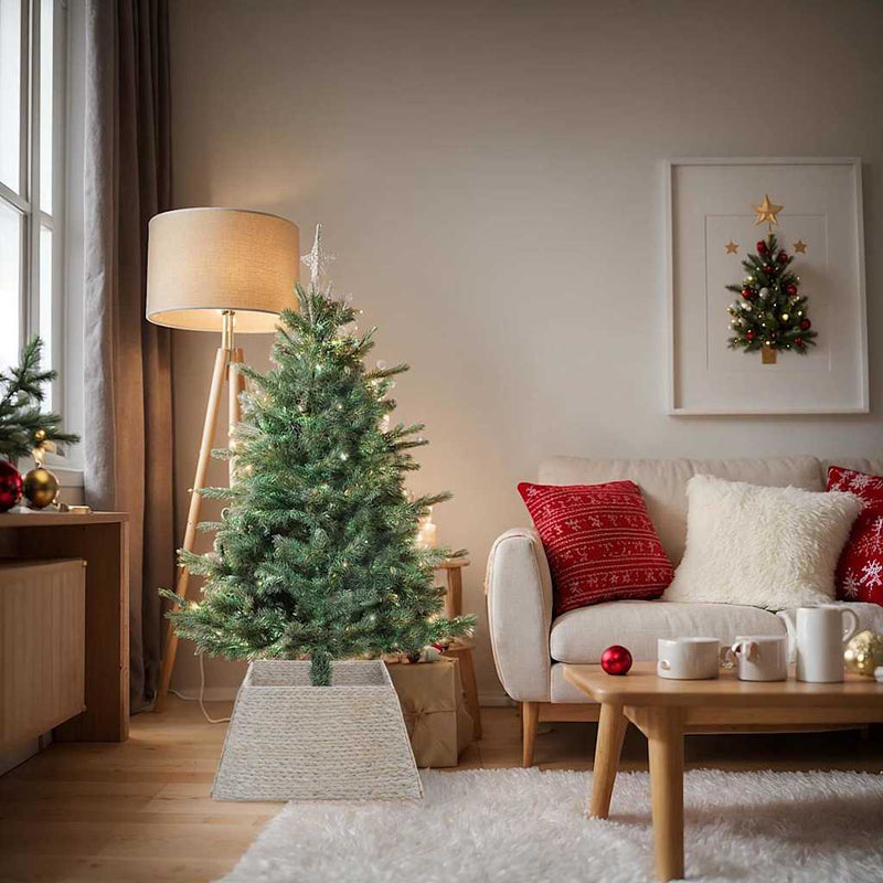 ギャラリービューアに画像をロードする, Vidaxl kerstboomkraag wit 70 x 70 x 28 cm waterhyacint
