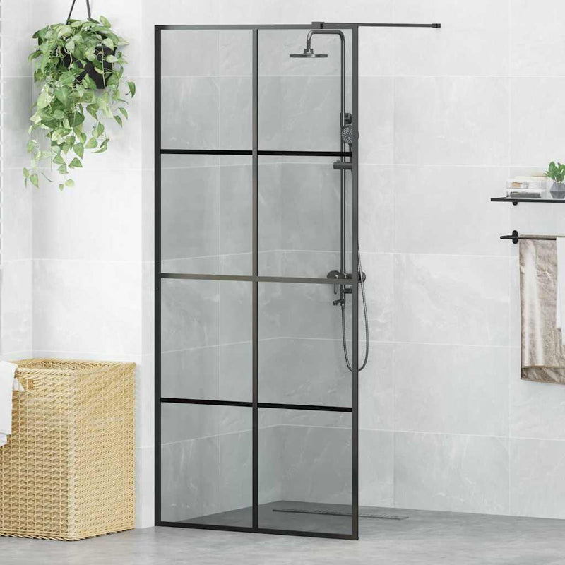 Afbeelding laden in galerijviewer, Vidaxl inloop douche wand zwart 90 x 195 cm gehard glas

