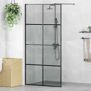 Vidaxl inloop douche wand zwart 100 x 195 cm gehard glas