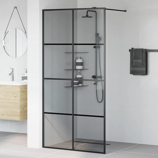 Vidaxl inloop douche wand zwart 100 x 195 cm gehard glas