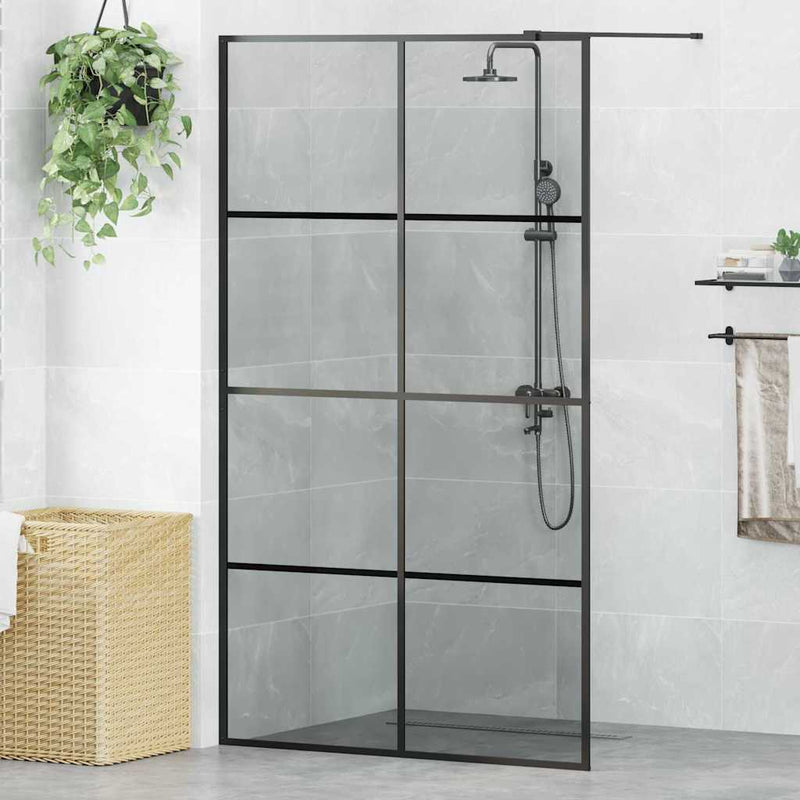 Afbeelding laden in galerijviewer, Vidaxl inloop douche wand zwart 115 x 195 cm gehard glas
