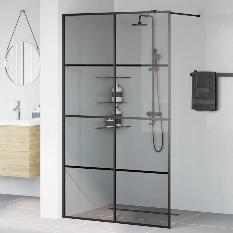 Afbeelding laden in galerijviewer, Vidaxl inloop douche wand zwart 115 x 195 cm gehard glas
