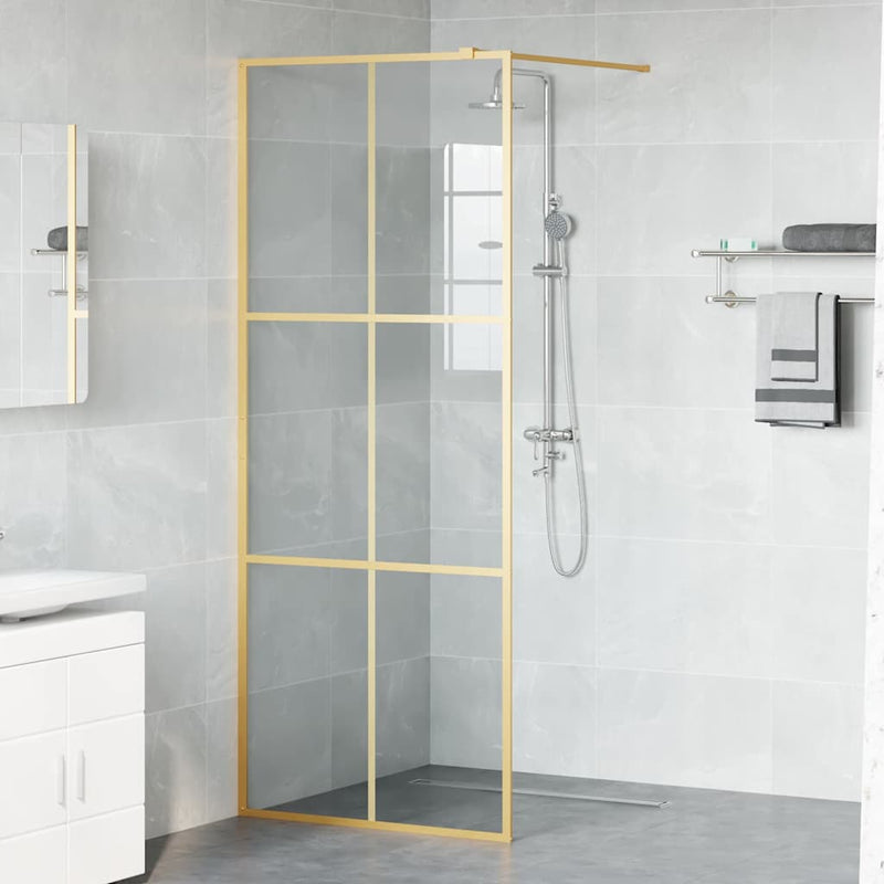 ギャラリービューアに画像をロードする, Vidaxl inloop douche wand goud 80 x 195 cm gehard glas
