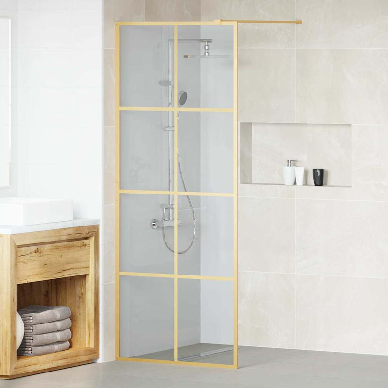 Afbeelding laden in galerijviewer, Vidaxl inloop douche wand goud 80 x 195 cm gehard glas
