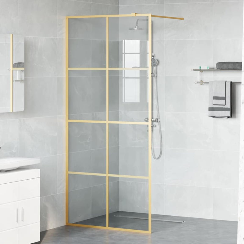 Afbeelding laden in galerijviewer, Vidaxl inloop douche wand goud 90 x 195 cm gehard glas
