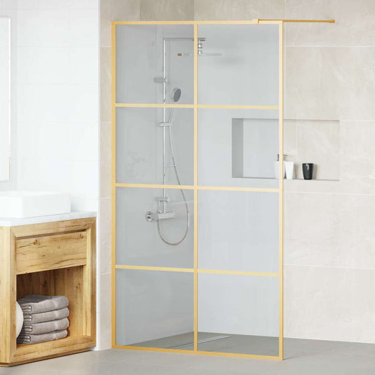 Vidaxl inloop douche wand goud 115 x 195 cm gehard glas