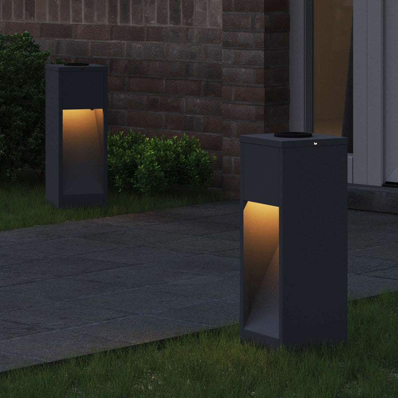Afbeelding laden in galerijviewer, Vidaxl zonne led padverlichting 2 pcs antraciet koudgewalst staal
