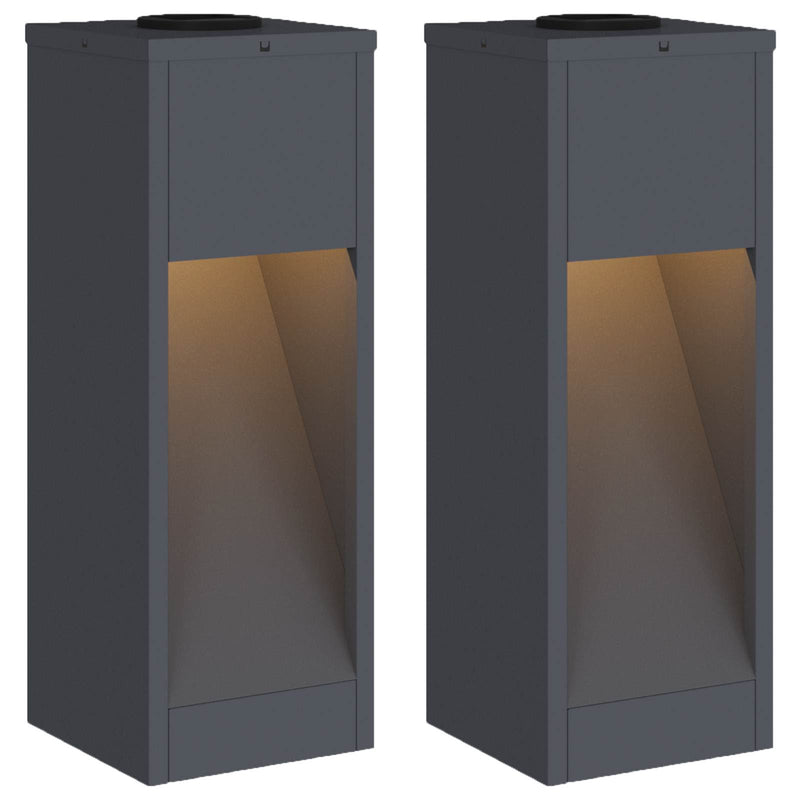 Afbeelding laden in galerijviewer, Vidaxl zonne led padverlichting 2 pcs antraciet koudgewalst staal
