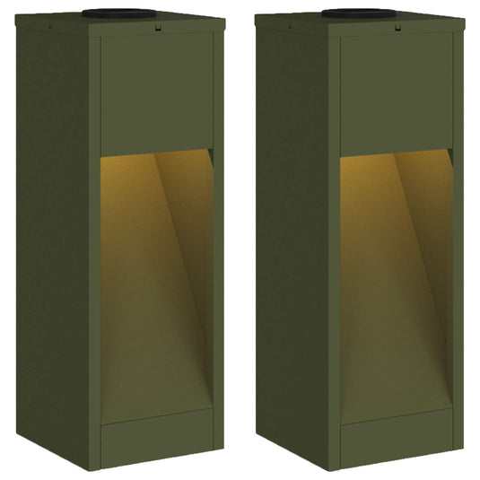 Vidaxl zonne led padverlichting 2 pcs olijf groen koudgewalst staal