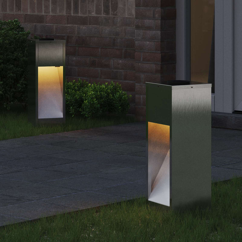 Afbeelding laden in galerijviewer, Vidaxl zonne led padverlichting 2 pcs zilver roestvrij staal
