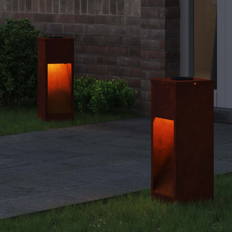 Afbeelding laden in galerijviewer, Vidaxl zonne led padverlichting 2 pcs brons cortenstaal
