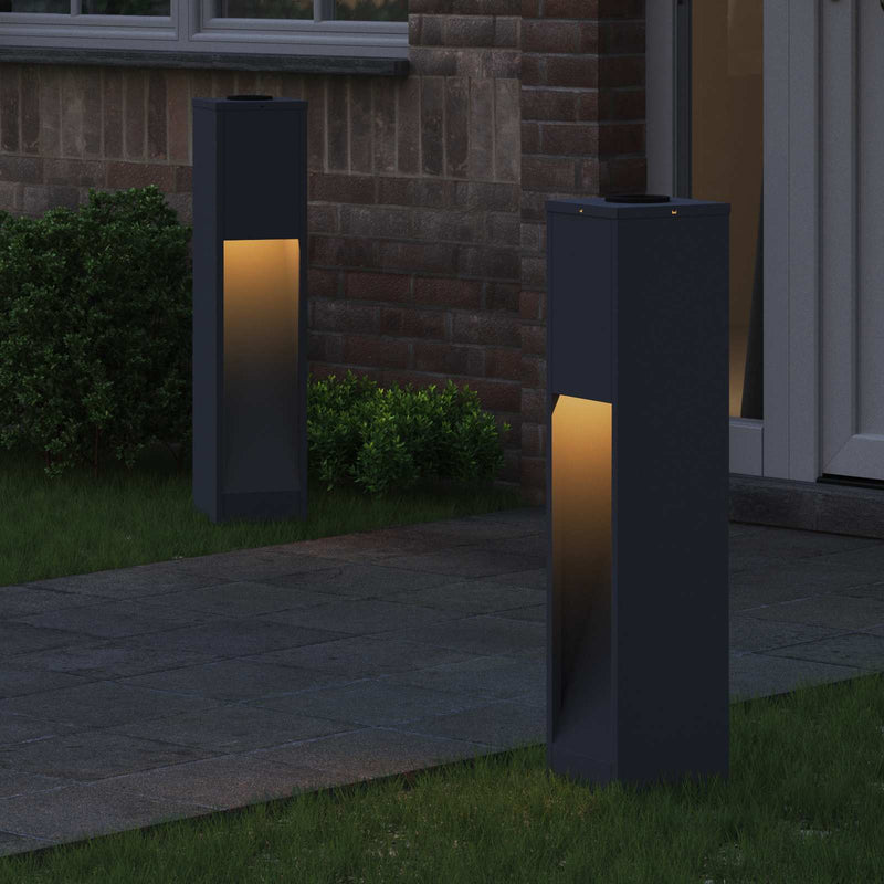 ギャラリービューアに画像をロードする, Vidaxl zonne led padverlichting 2 pcs antraciet koudgewalst staal
